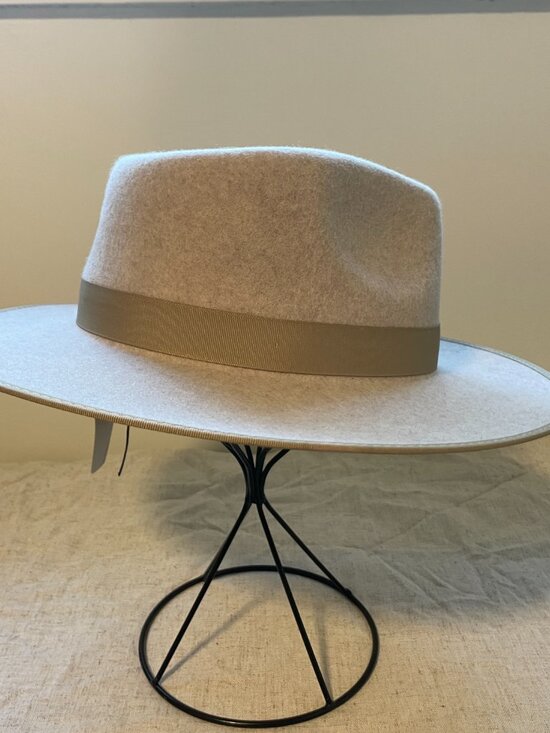 Wool Felt Wide Brim Fedora Hat NWT Neutral Boho Classic Ranch Jeanne Simmons main image 5